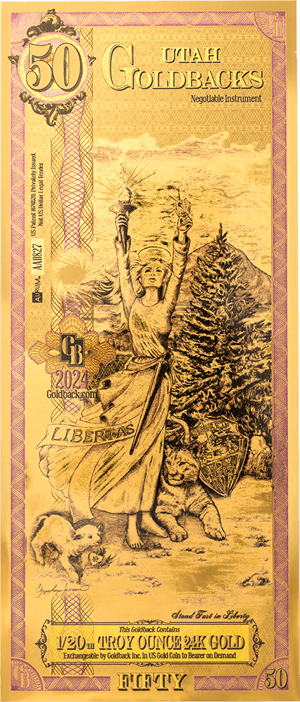 Front of the 50 Utah Goldback, Libertas
