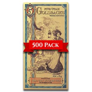 5 Utah Goldback (PACK OF 500) Currency 1/200 oz