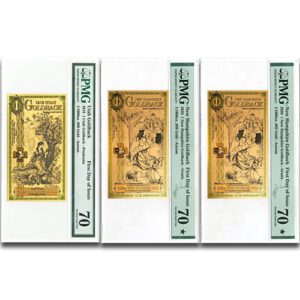 Utah, Nevada & New Hampshire 1 Goldback COMBO - 3 Gold Notes (24k) Currency PMG 70 FDOI